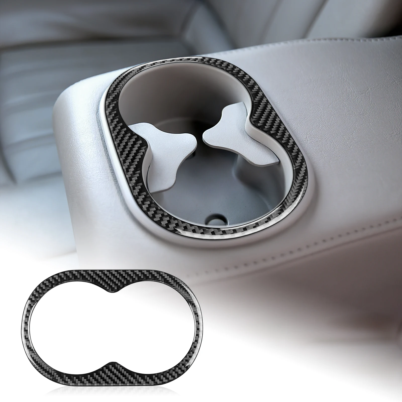 

Car Rear Seat Cup Holder Frame Cover Real 3D Carbon Fiber Sticker for Chrysler 300 Dodge Charger 2005-2007 Interior Upgrade Kit