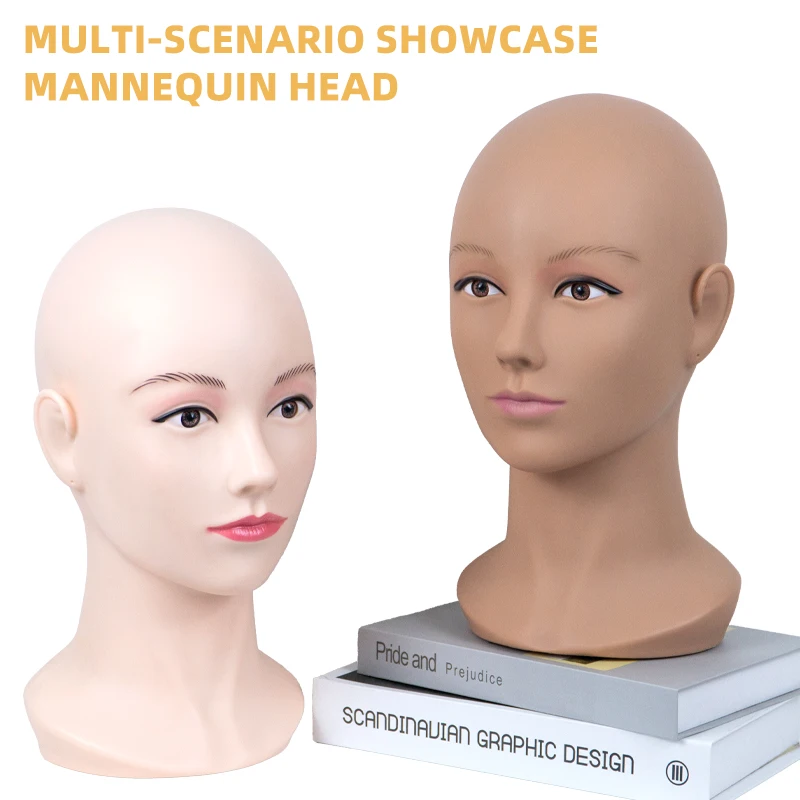 رأس أصلع نسائي من CHUAN SHANG يقلد البشرة الحقيقية، لمسة ناعمة، ملحقات قابلة لإدخال الدبوس، قبعة، رأس عارضة أزياء لعرض الشعر المستعار