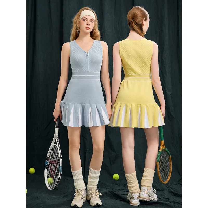 SharpStar High Quality V-Neck Golf Dress Breathable Tennis Dress Kintted Sleeveless Badminton Sports Dress Plus Size