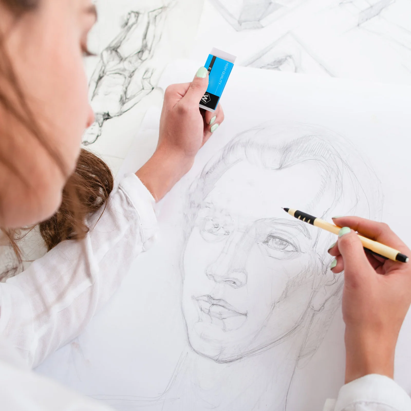 10 قطعة ممحاة رسم صغيرة خفيفة الوزن محمولة محايات قلم رصاص للطلاب الفنانين مكتب المدرسة استخدام رسم القرطاسية الفنية #4