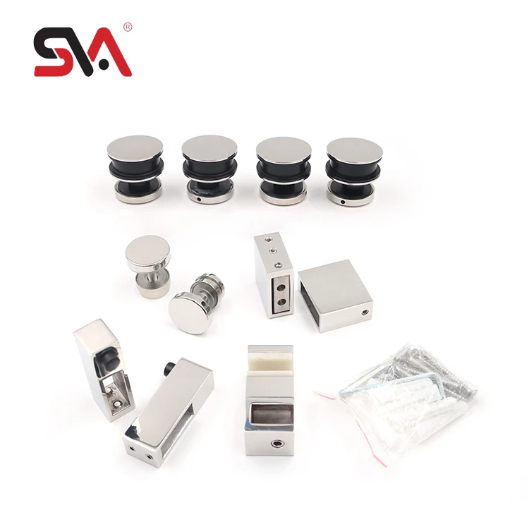 China Hot Wholesale Bathroom Hardware System SVA-0001B Four Wheels Square Pipe Shower Frameless Sliding Glass Door Fittings