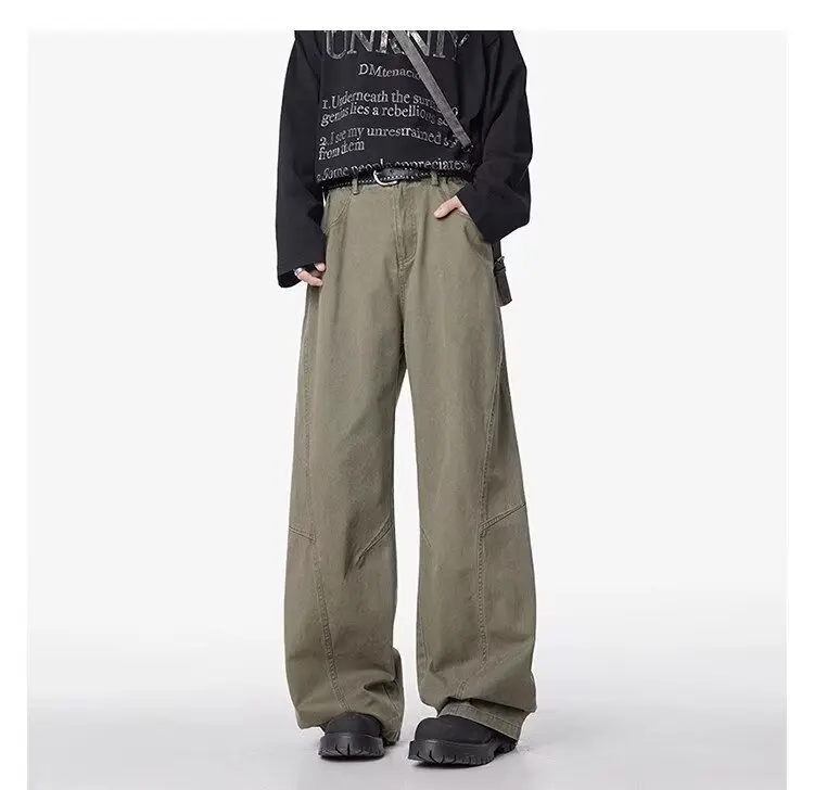 Japanese trendy brand scimitar pants casual pants men's spring and summer high street denim wide-leg fashion sports long pants