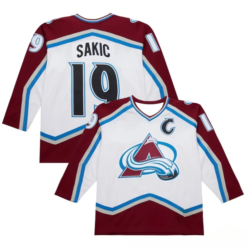 Hockey Jersey - White/Burgundy/Blue Accents 