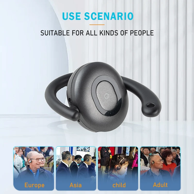 Long Range 4G Wireless Earphone Audio Tour Guide System Walkie-Talkie With Charging Box Ear Hook For Conference 50km Talk Range