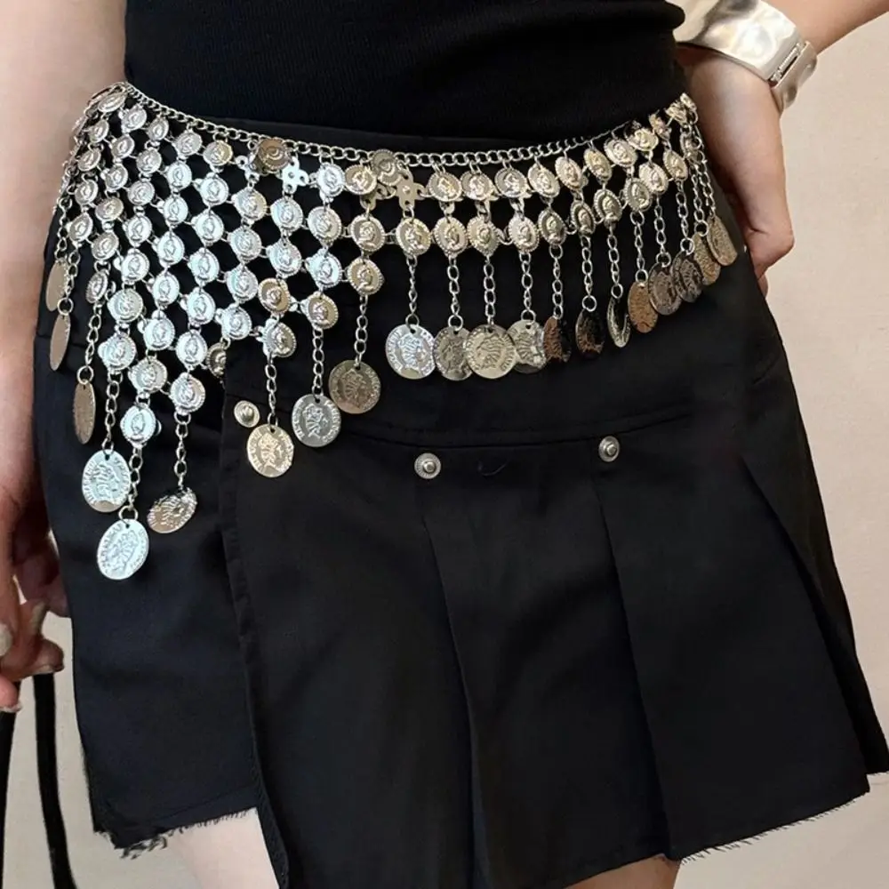 

Bell Metal Tassel Waist Chain Vintage Silver Bohemian Style Waistband Round Body Jewelry Ethnic Style Belt Dress Accessories