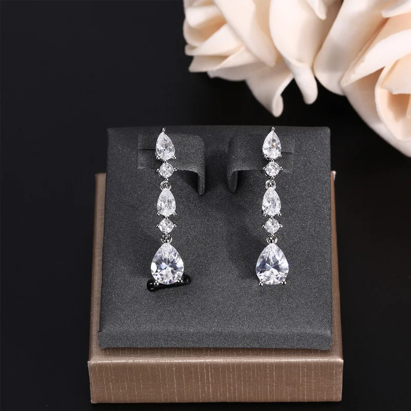 Emmaya Trendy Sieraden Ontwerp Romantisch Salix blad Wit Goud Kleur AAA Kubieke Zirkoon Bruiloft Sieraden Sets Voor Bruiden Sieraden Cadeau