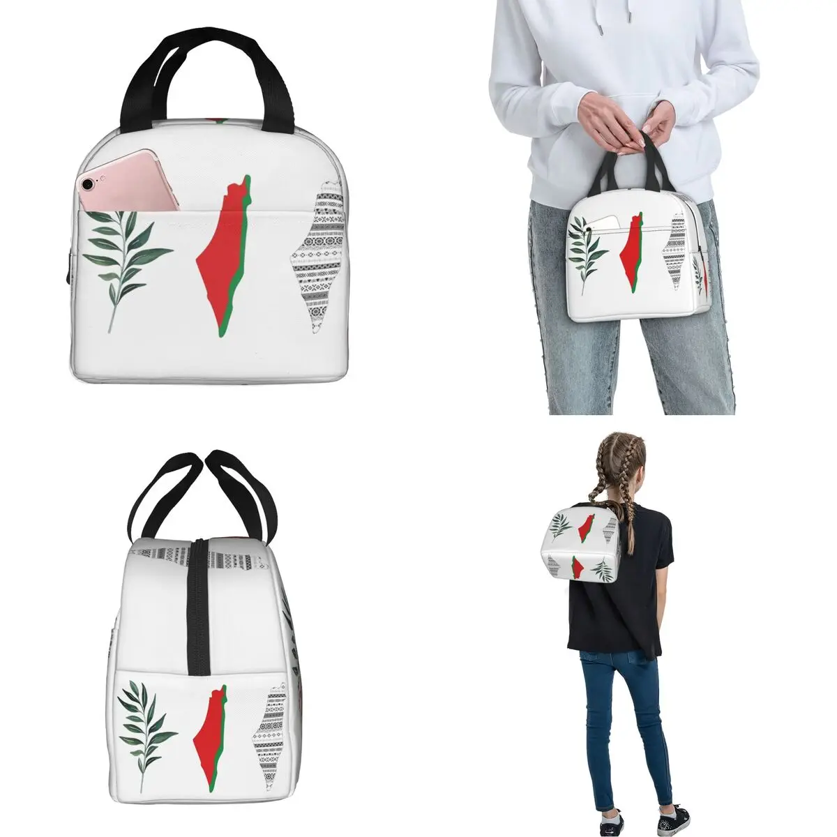 Lunch Bag for Men Women This Is Not A Watermelon Thermal Cooler Bags Portable School Peace Love Freedom Canvas Tote Bento Pouch