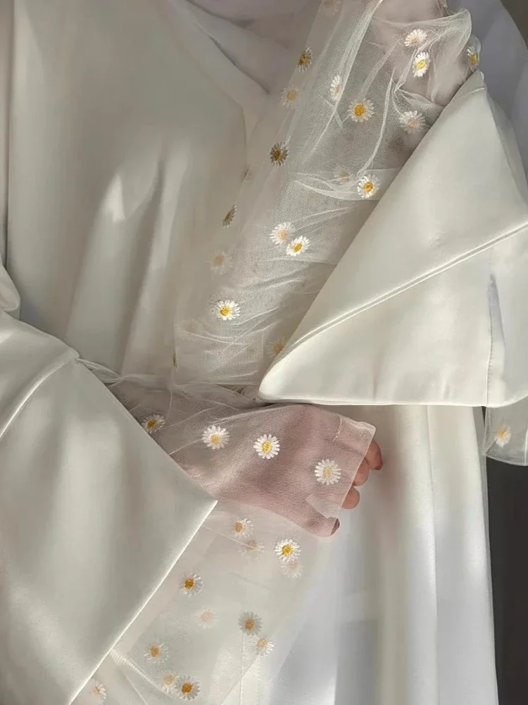 무슬림 아바야 여성 아바야 두바이 단정한 오픈 드레스 모로코 카프탄 2026 이드 우아한 가디건 레이스 소매 니다 카프탄 롱 로브