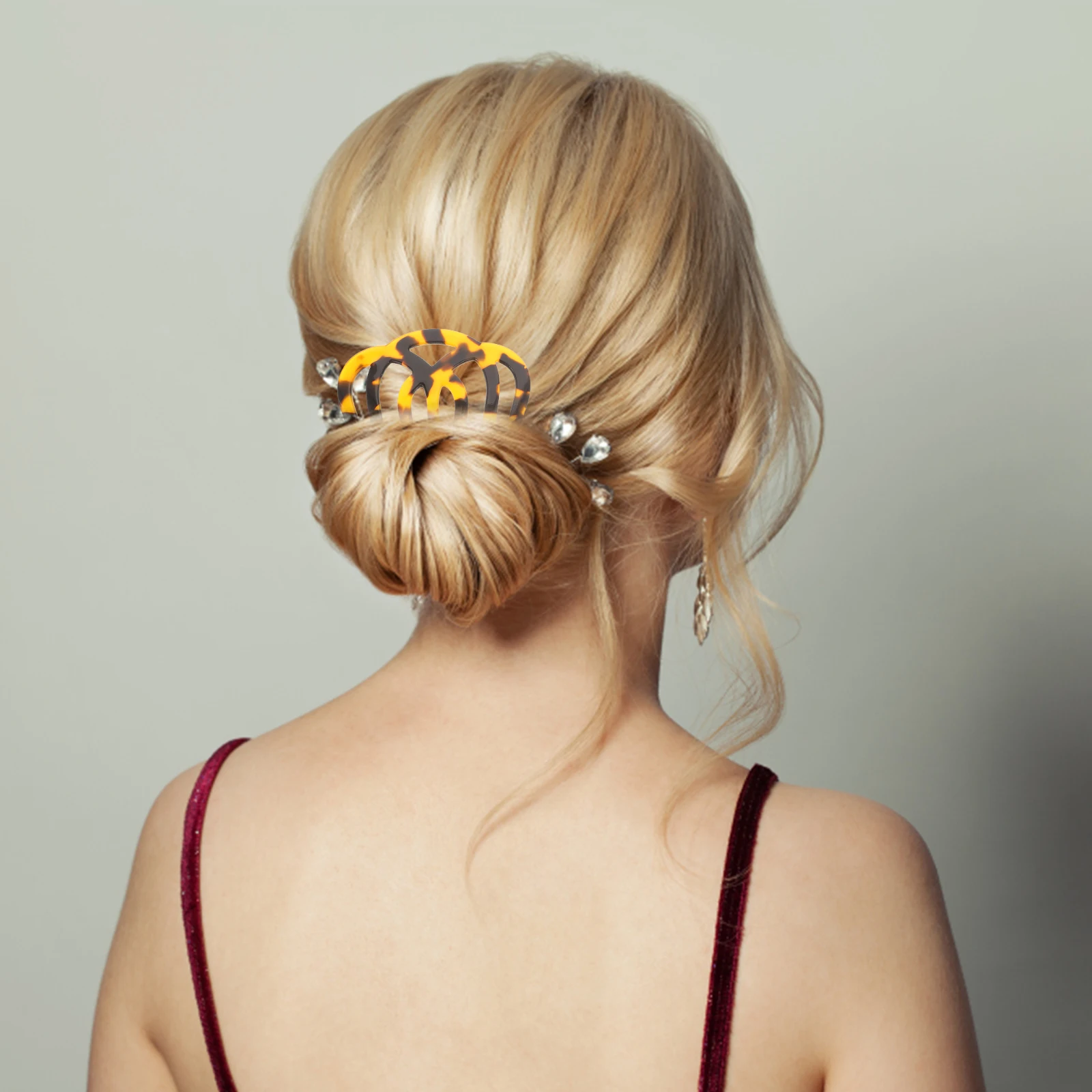 

2 Pcs Retro Acrylic Combs for Women Elegant Hair Accessories Shallow Deep Tortoiseshell 7 Teeth Styling Practical Combs