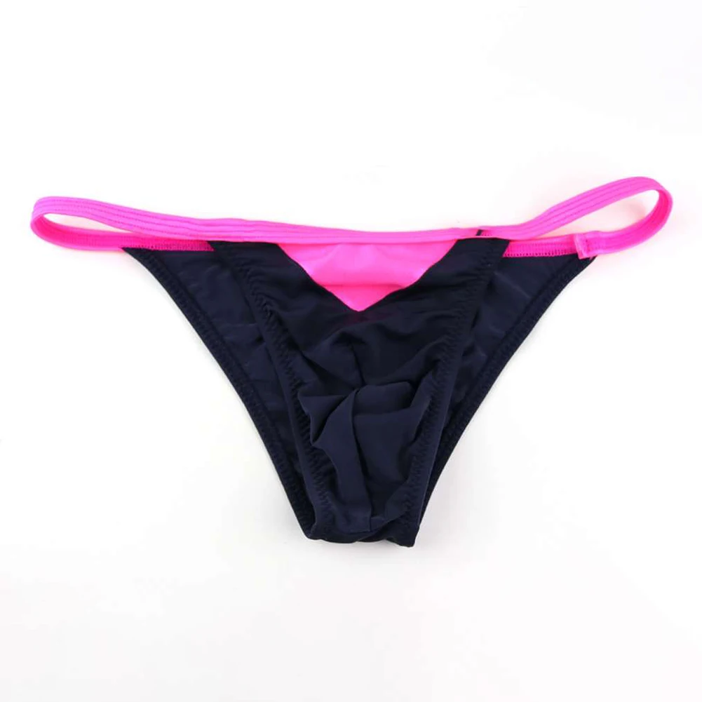 

Mens Sexy Low-Rise Bikini Briefs Patchwork Underwear Pouch Temptation Panties Elastic G-String Underpants Hombre Jockstrap