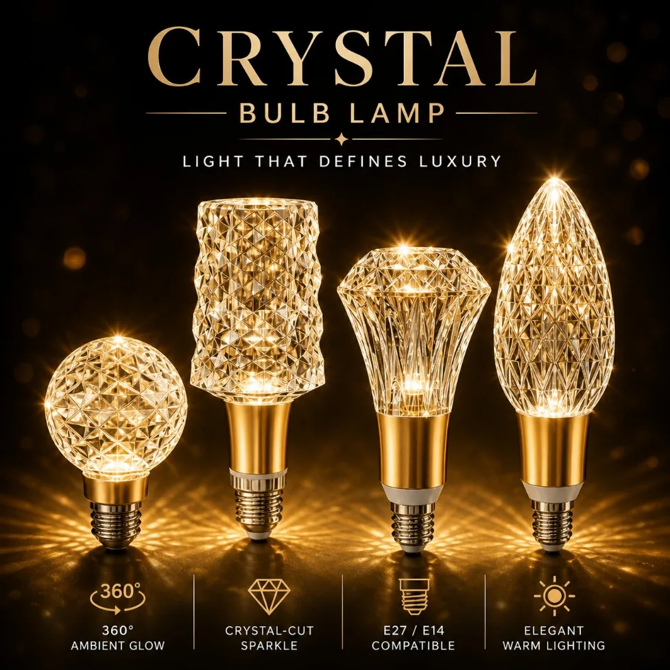 E27/E14 Acrylic Crystal Decorative LED Bulb High CRI Ra97+ 3000K 4000K 6000K for Corridor Balcony Study Cabinet Indoor Lighting