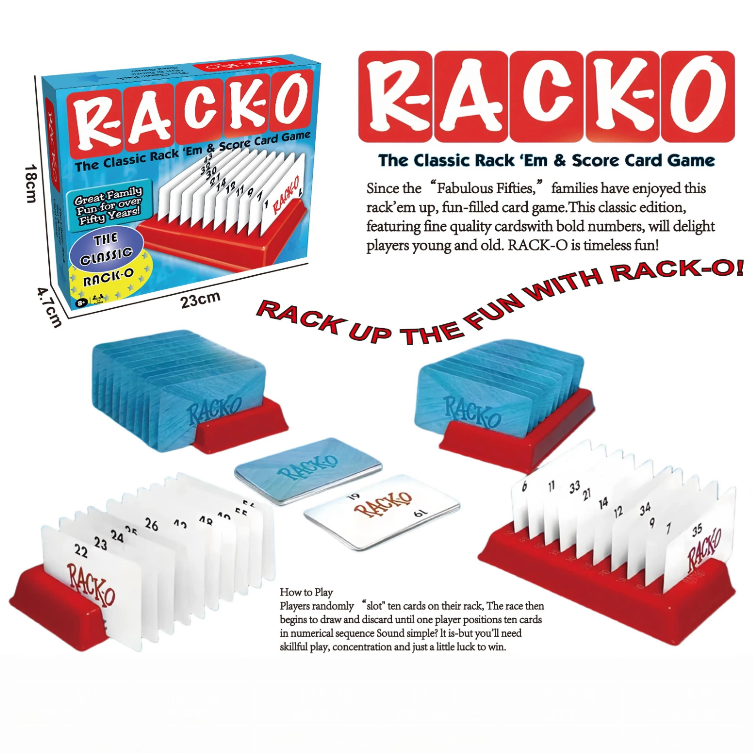 

Retro Rack Card O Game Classic Family Tabletop Fun for 2-4 Players with Colorful Cards and Storage Box Strategy Game Night Gift