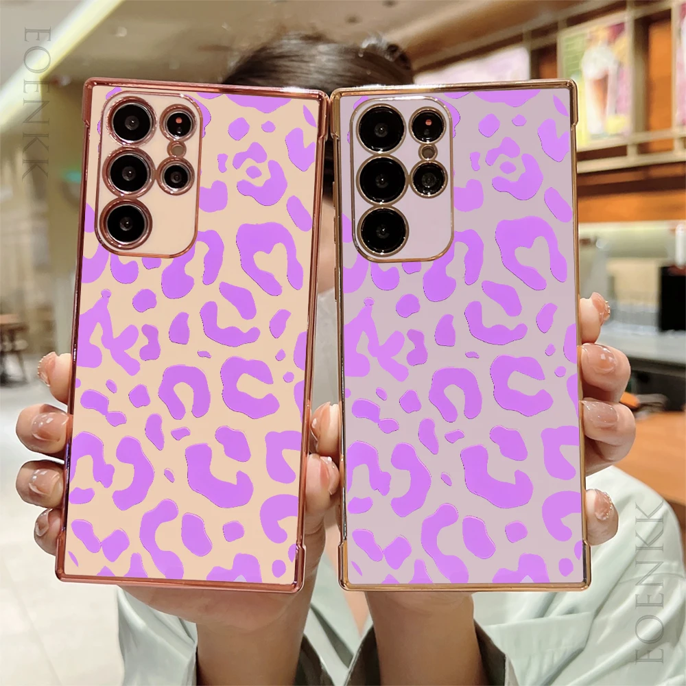 Pink leopard print Phone Case For Samsung Galaxy S24 S23 S22 S21 S20 Ultra Plus FE A35 53 54 A55 A71 A72 A73 5G Silica gel Cover