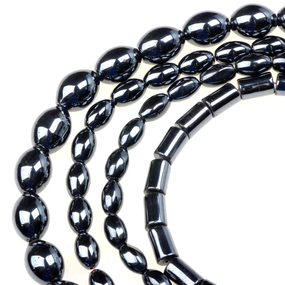 3/4/5/8MM 20/40/50/100PCS/Lot Natural Stone Black Oval Hematite Beads For Necklace Bracelet DIY Charm Jewelry Making