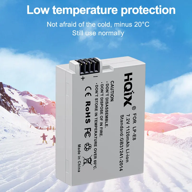 HQIX for Canon EOS 550D 650D 700D 600D Kiss Digital  X4 Rebel T2i T3i T4i T5i Camera LP-E8 Battery Dual Charger