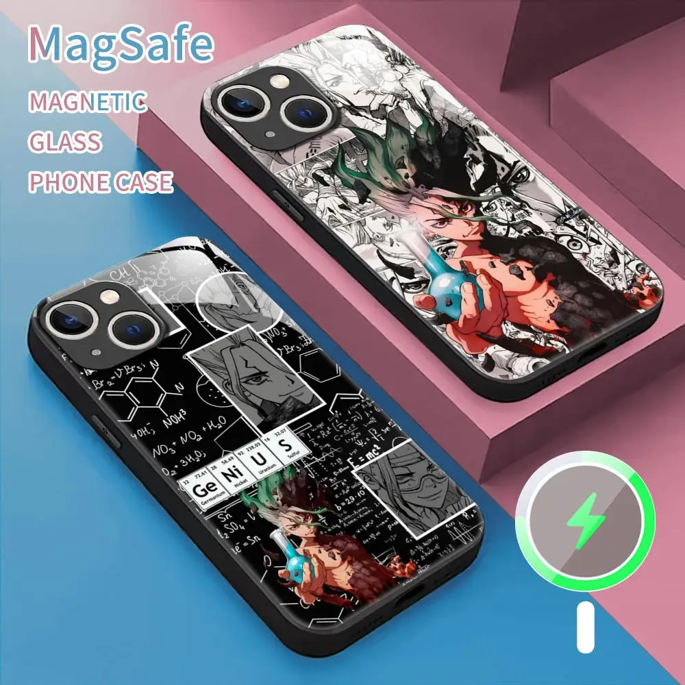 dr.stone Senkuu Phone Case For iPhone 16 15 14 13 12 11 X XR XS 8 Plus Mini Pro Max Glass Magnetic Phone Case