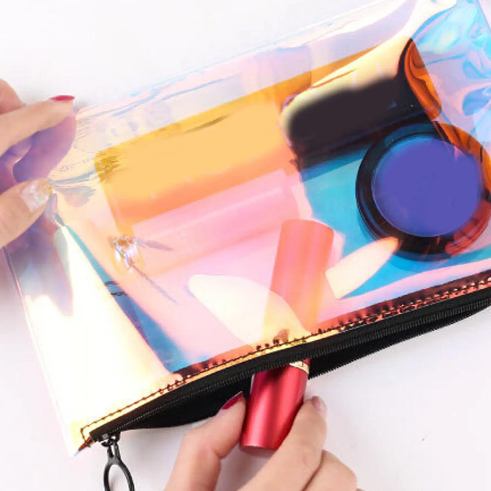 Bolsa de Viagem Pequena, Mas Espaçosa, Organizador de Maquiagem à Prova d'Água em PVC para Produtos de Higiene Facial e de Negócios