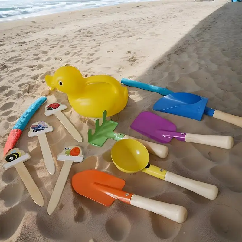 Sand Beach Toys 9pcs Travel Sand Toys Digging Tools Kit For Pool Garden Vacation Funny Activities For Boys Girls Ages 3+