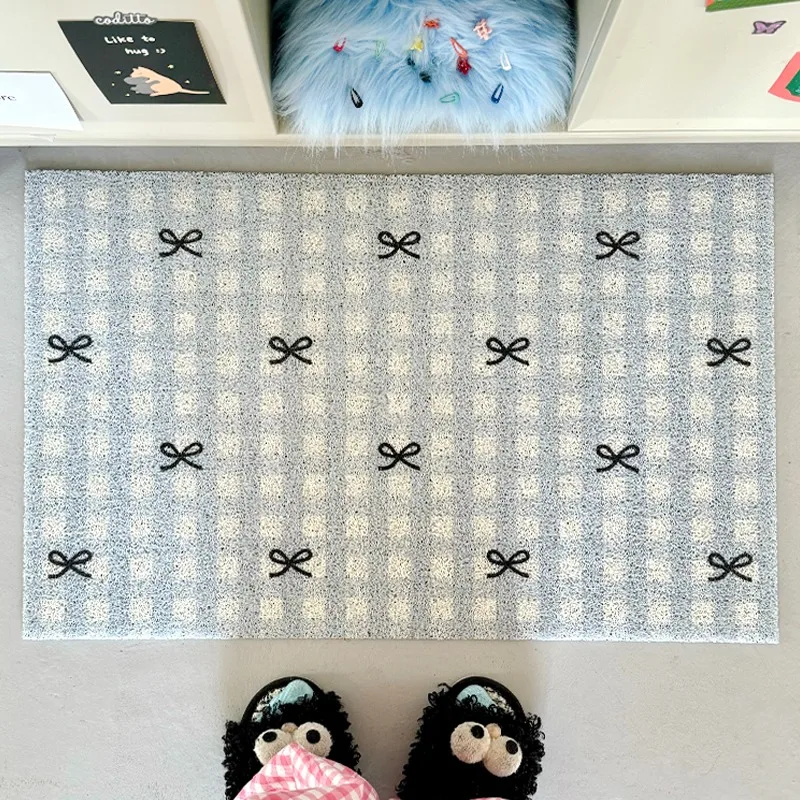 

Doormat Door Entrance Welcome Mat Blue Plaid Carpet Dustproof Non-slip Floor Mats Sweet Cute Girl Home Decoration Rug