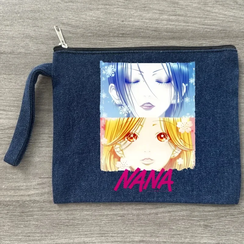 

Black Stones NANA Osaki Ren Honjo Storage Zipper Bag Canvas Denim Cosmetic Bags Travel Perfume Lipstick Pouch