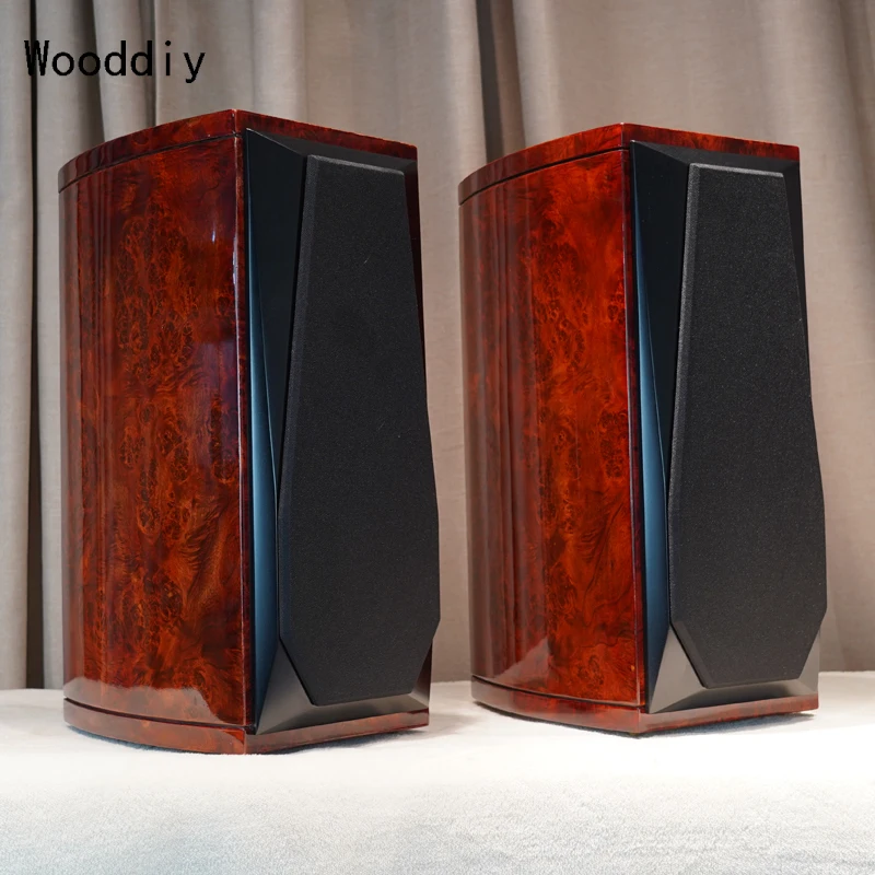 Wooddiy 6.5 Inch One Pair Speaker Cabinet Empty Box Three-way Classic Style Speaker Birch Plywood Baltic Waist Drum Radian Gloss