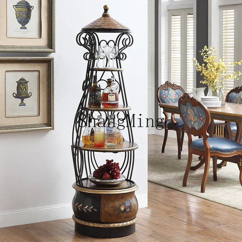 

CLnew Chinese classical flower stand antique pastoral style painted storage carved display cabinet