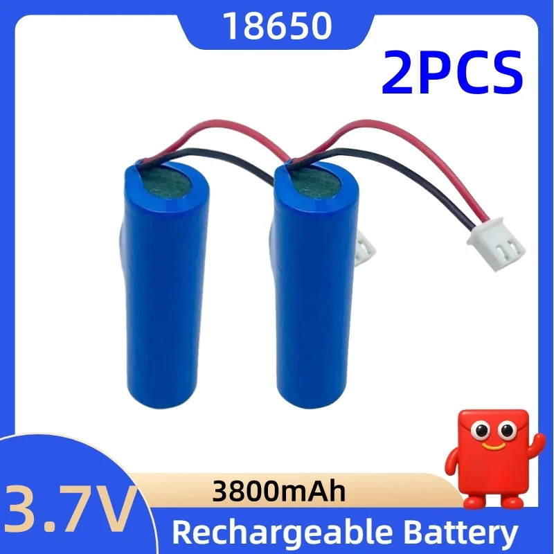 18650 3.7V 3800mAh Rechargeable Li-ion Battery with XH2.54-2P Plug for Bluetooth Speaker LED Light Backup Replacement