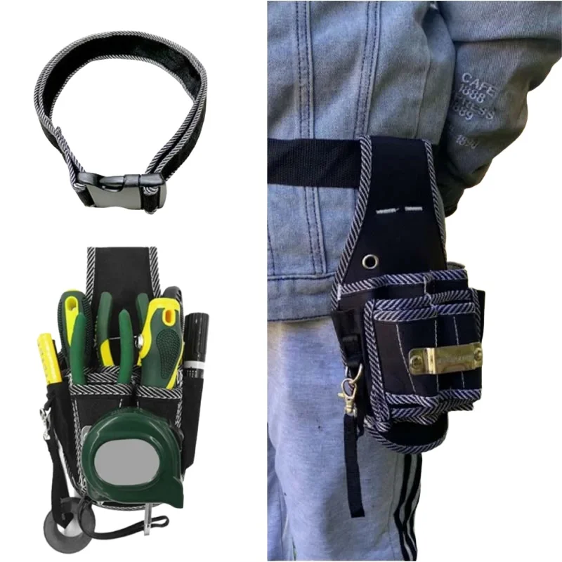 Marsupio per attrezzi in tessuto di nylon 9 in 1, supporto per kit cintura, borsa per attrezzi multifunzionale, borsa da tasca, custodia per tasca in vita per elettricista