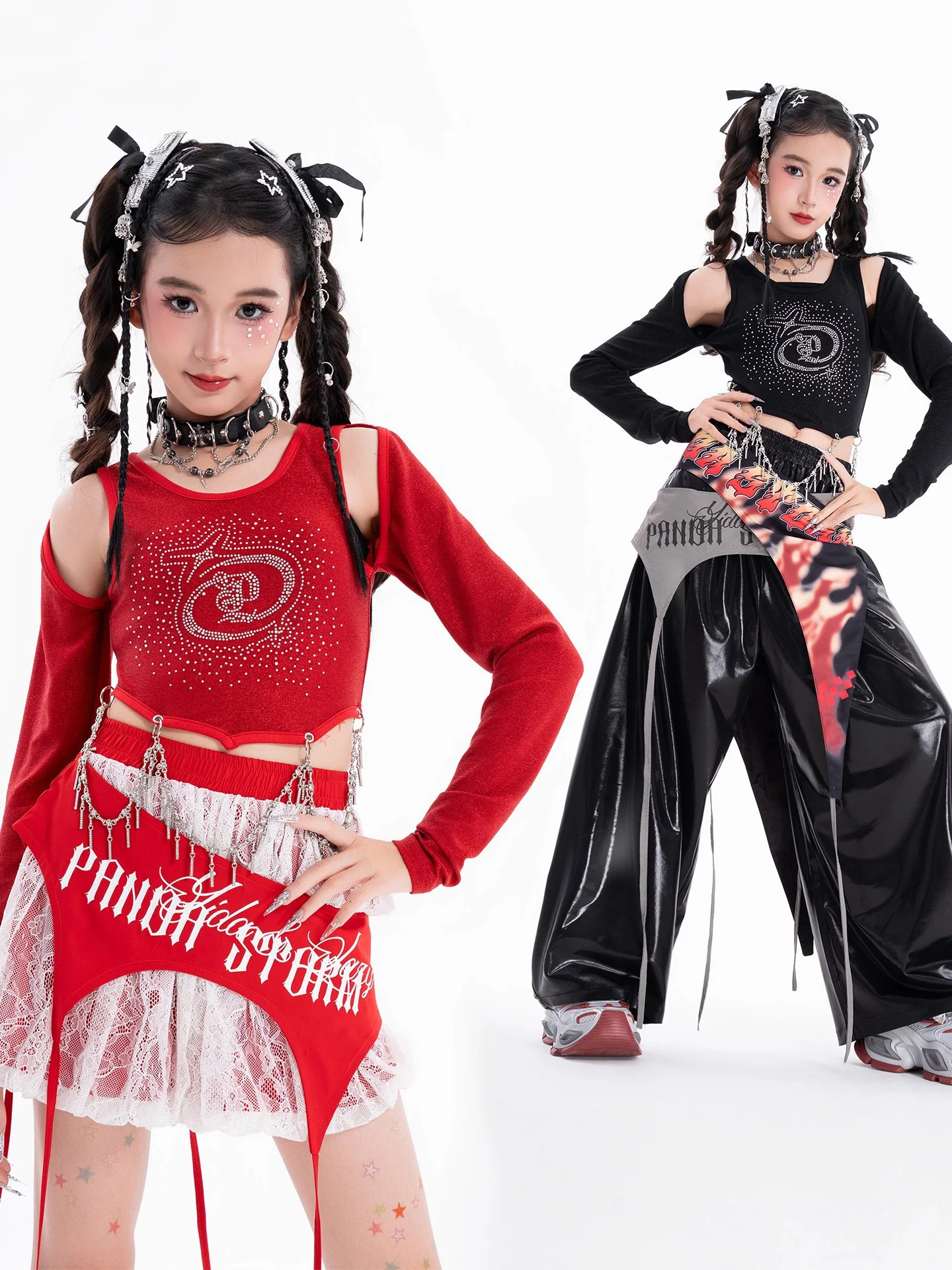 

Наряды для девочек, группа Kpop, танцевальные кружевные шорты, одежда, детский костюм для джазовых представлений, уличная одежда в стиле хип-хоп, сценическая одежда, DN21925