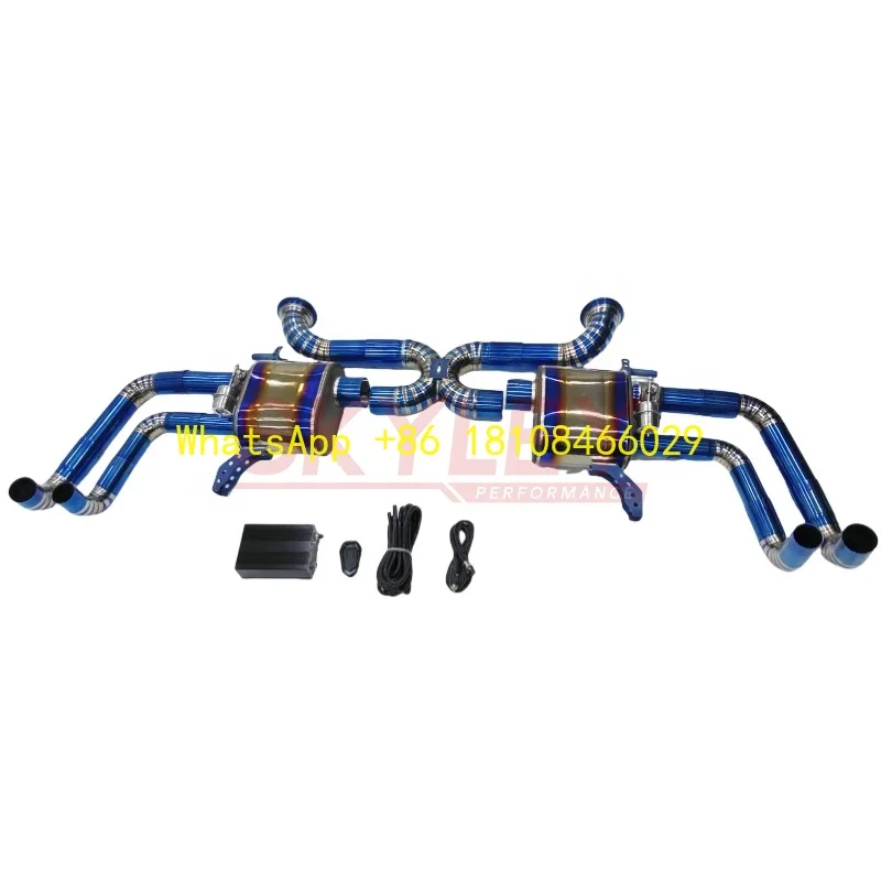عادم SKYLEY من التيتانيوم لأودي R8 V8 4.2l/v10 5.2l 2010- كاتم صوت التحكم Valvetronic المحور الخلفي صمام عادم Catback
