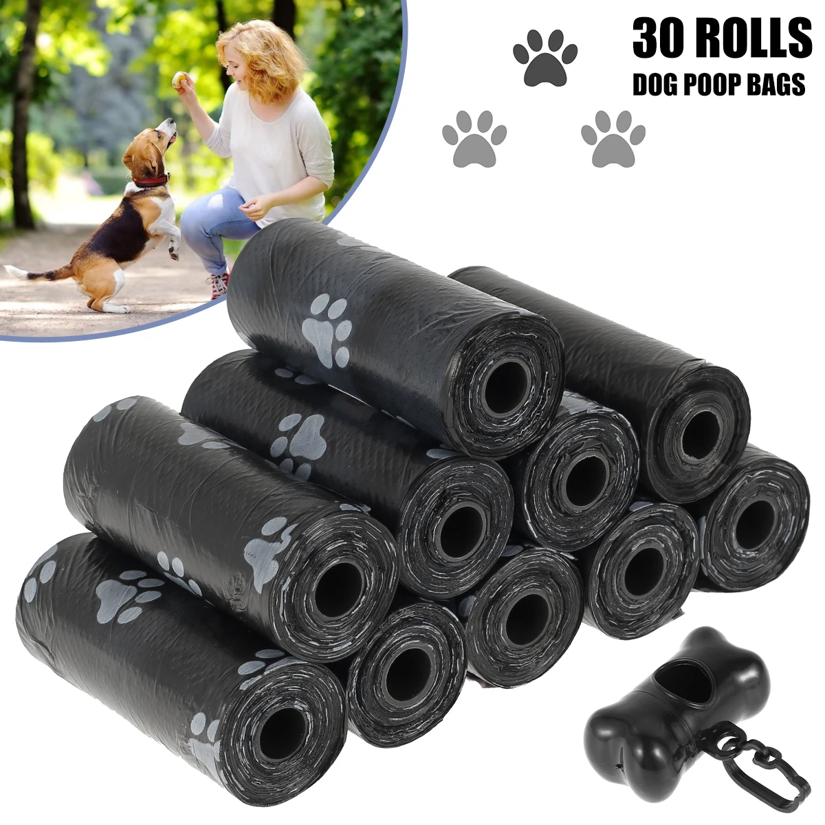 

Dog Poo Bags 30/60 Rolls Biodegradable Poop Waste Bag Refill Rolls for Dogs 1 Adjustable Dispenser 100% Leak Proof Dog Waste Bag