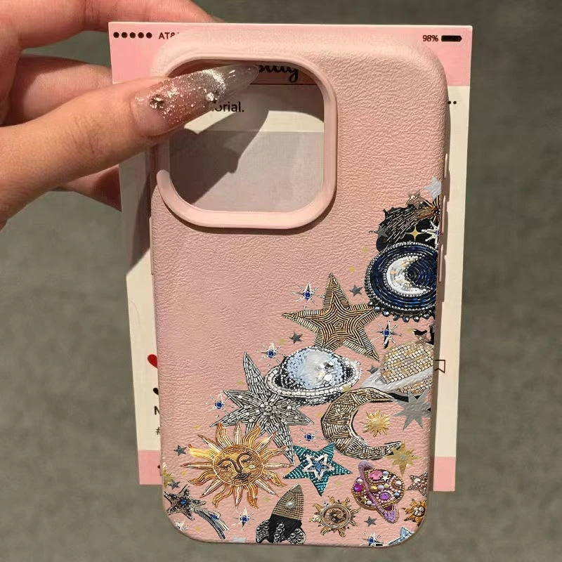 宇宙柄ライチテクスチャiPhoneケース iPhone 17 11 13 14 12 15 16 Pro Max XS X XR 7 8 Plus対応 耐衝撃バンパーカバー