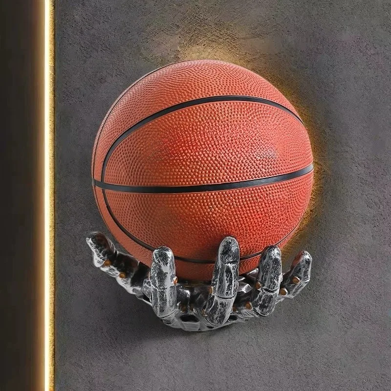 Retro creative manipulator, basketball bracket, living room entrance home wall decoration, basketball storage bracket