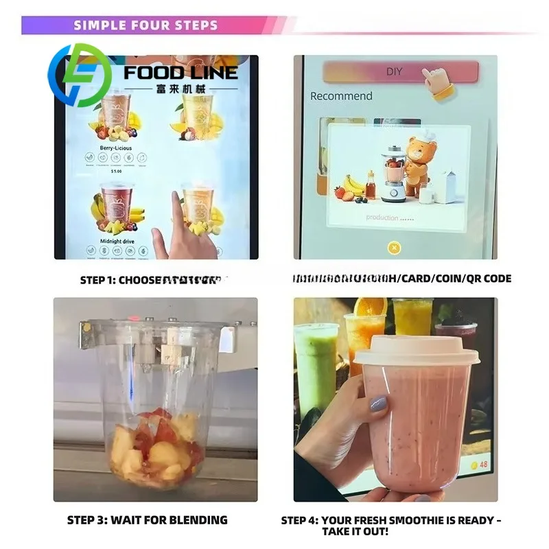 Manufacture Festival & Amusement Park Dedicated Plug-in DIY Smoothie Vending Machine with Personalized Sticker Design