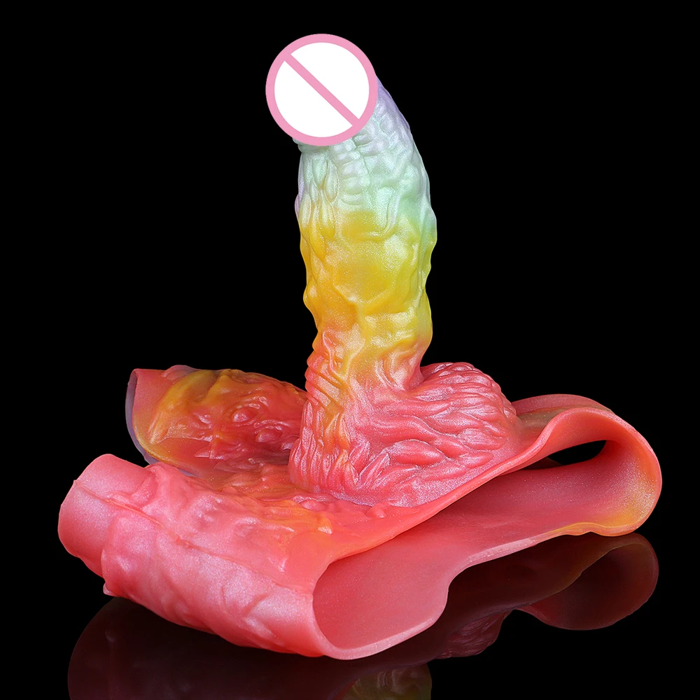 SHAZ Noszone na ciele nakładki na penisa z serii Monster, ażurowe slipy z dildo dla mężczyzn, silikonowy przedłużacz penisa, nakładka na penisa, zabawki erotyczne dla dorosłych