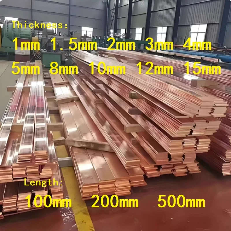 

Length 100 200 500mm Red Copper Plates Flat Bars Thickness 1 1.5 2 3 4 5 8 10 12 15mm T2 Copper Flat Bar CNC DIY Material