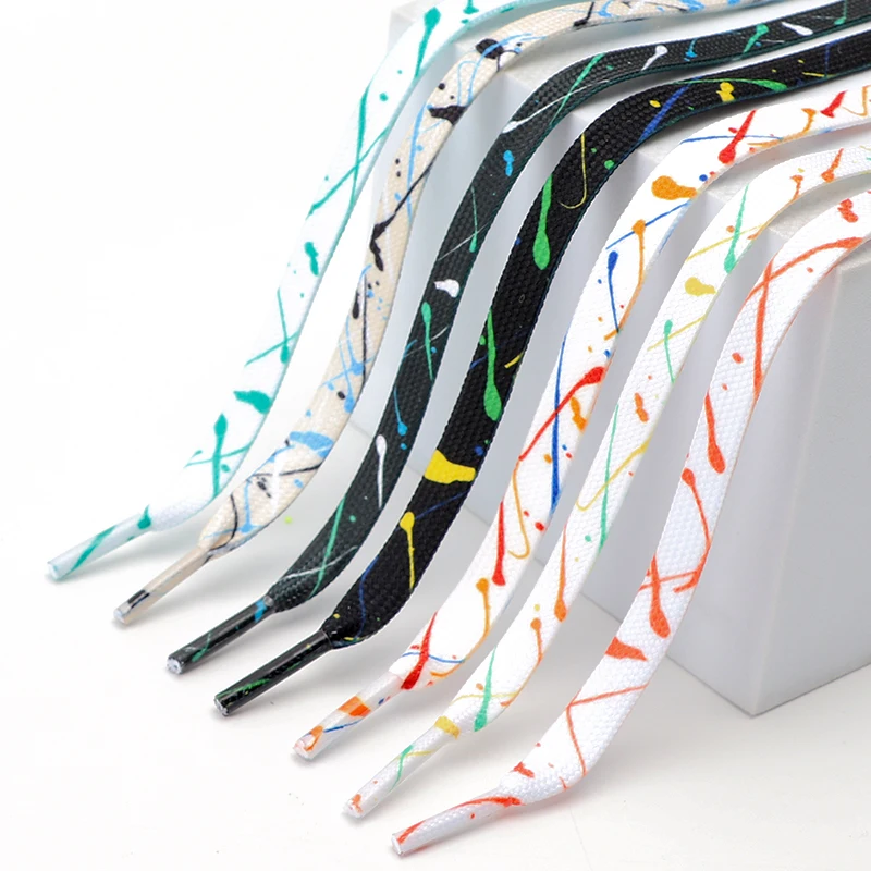 1 Pair Colorful Shoelaces for Sneakers Ink Splash Flat Shoe Laces Precision Compilation Non Fading Shoes Accessories Shoestring