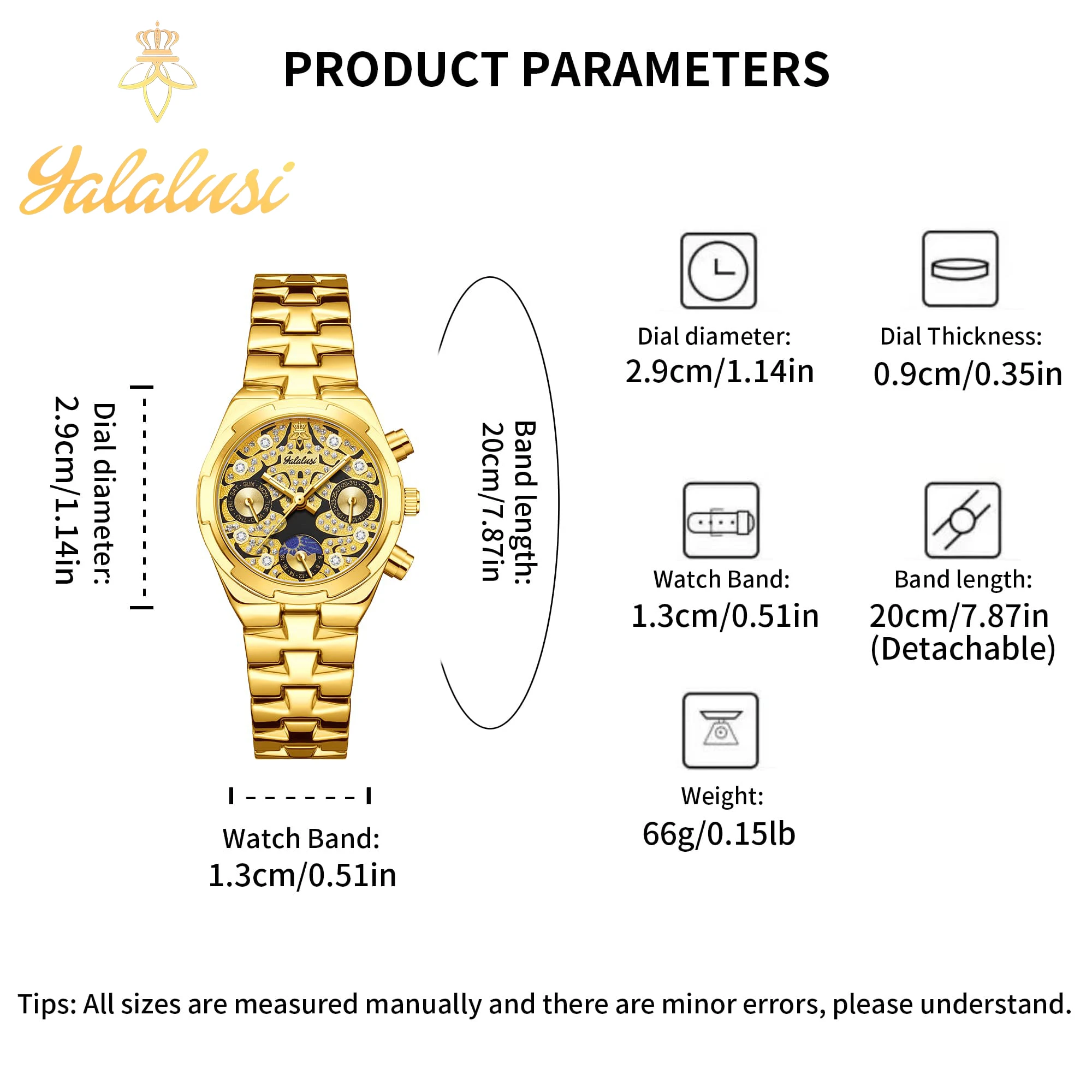 ساعات كوارتز مخصصة للزوجين من YaLaLuSi ساعات زوجين فاخرة مطلية بالذهب وتغليف صندوق هدايا أنيق