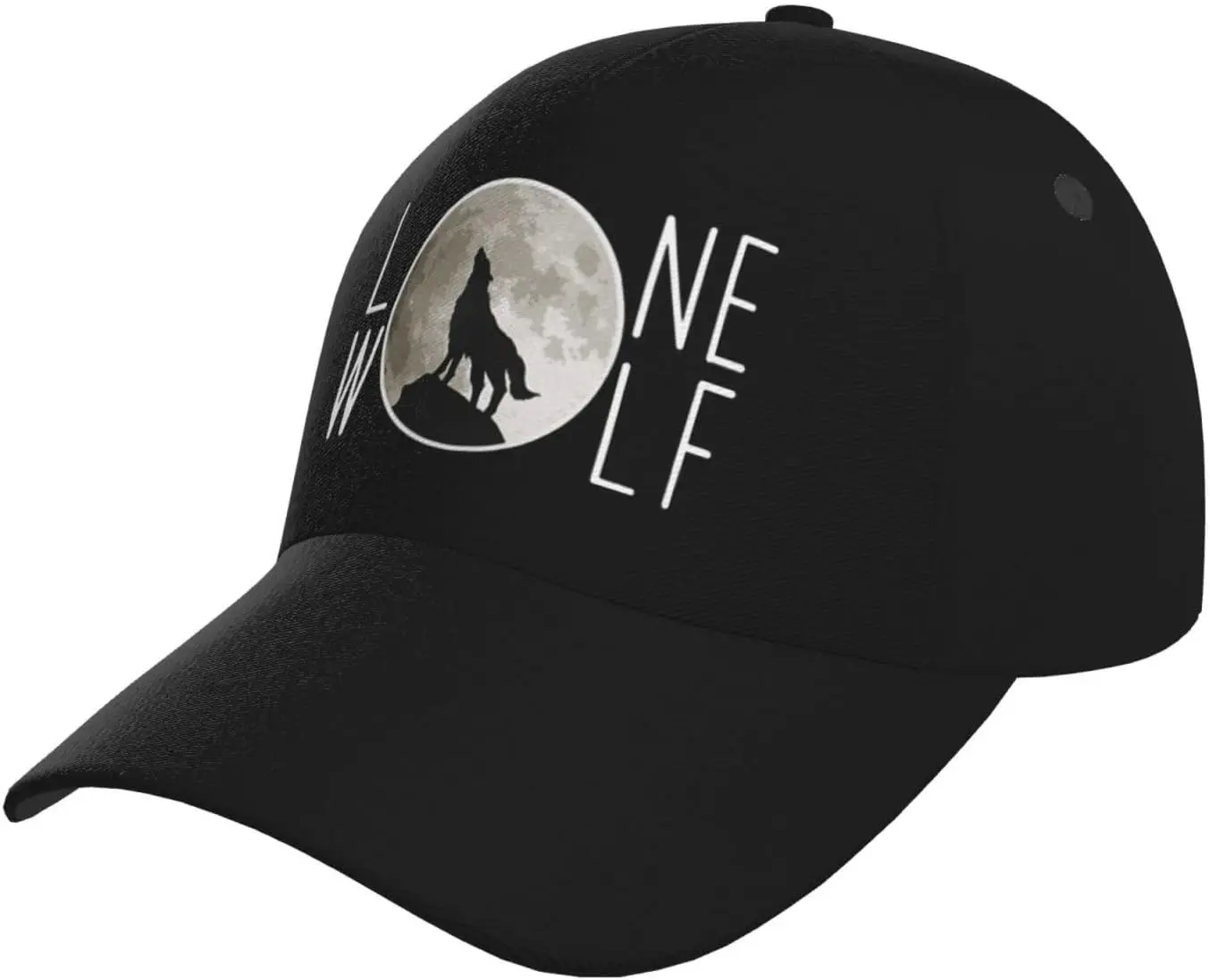 Lone Wolf Moon Baseball Cap Men Women - Adjustable Classic Plain Hat Black