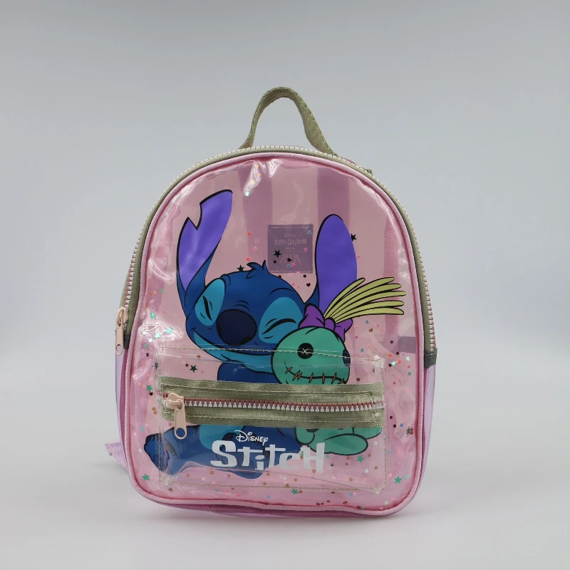 ديزني 2025 جديد الكرتون لطيف حقيبة أطفال صبي وفتاة DiStilt العناق ليتل الذهبي الترتر حقيبة ظهر شفافة