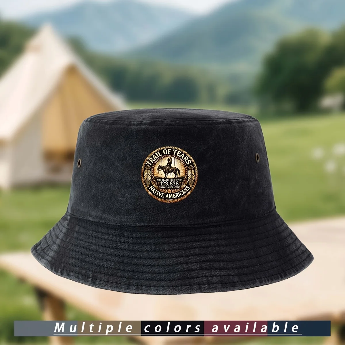 TRAIL OF TEARS Emblem Print Bucket Hat - Lightweight All-Season Unisex Fishing Suitable for Men & Women, Casual Outdoor Hat with