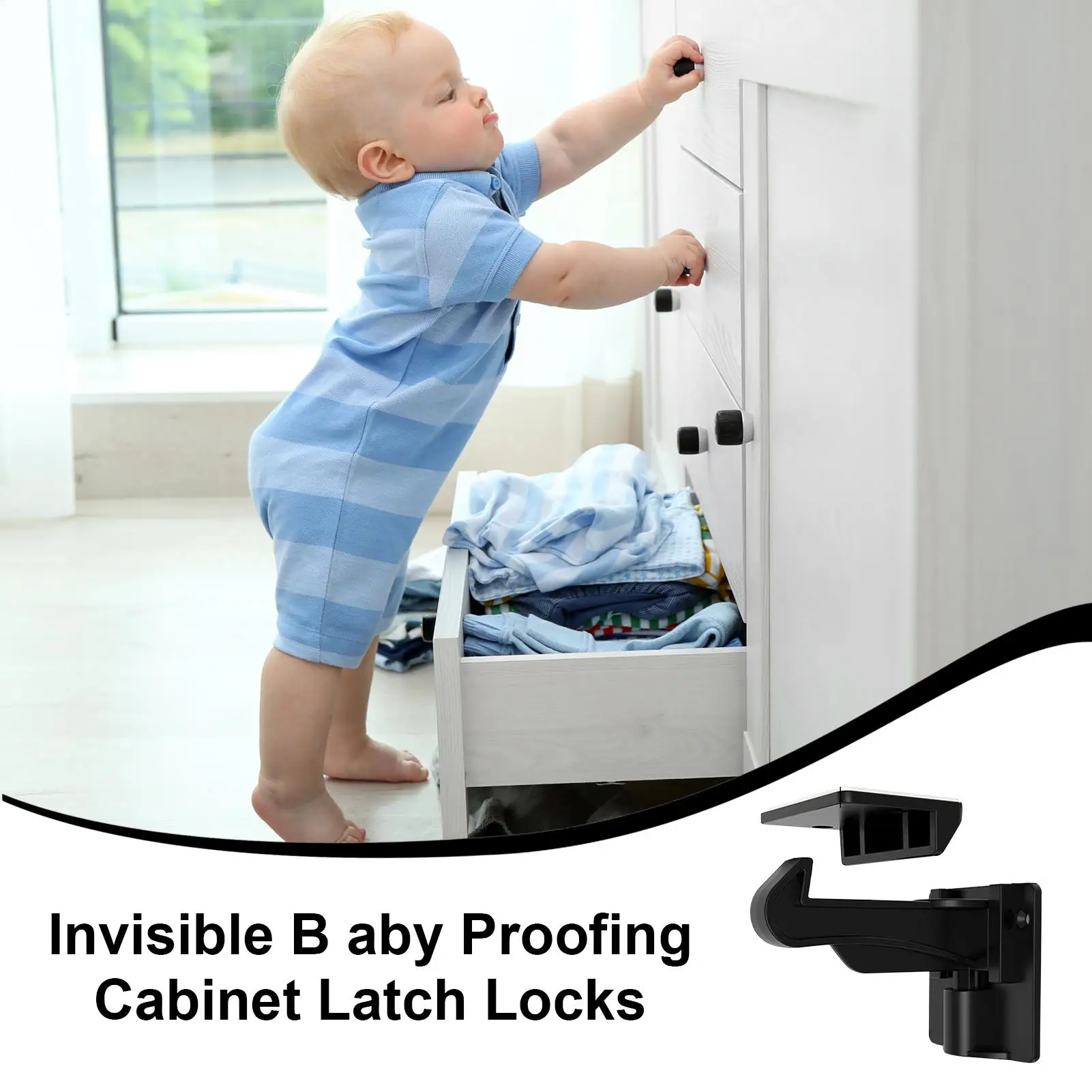 Cupboard Locks Child Safety 5 Piece Invisible Universal Adhesive Latch Child Cupboard Latch Locks For Home Pantry Bedroom Living