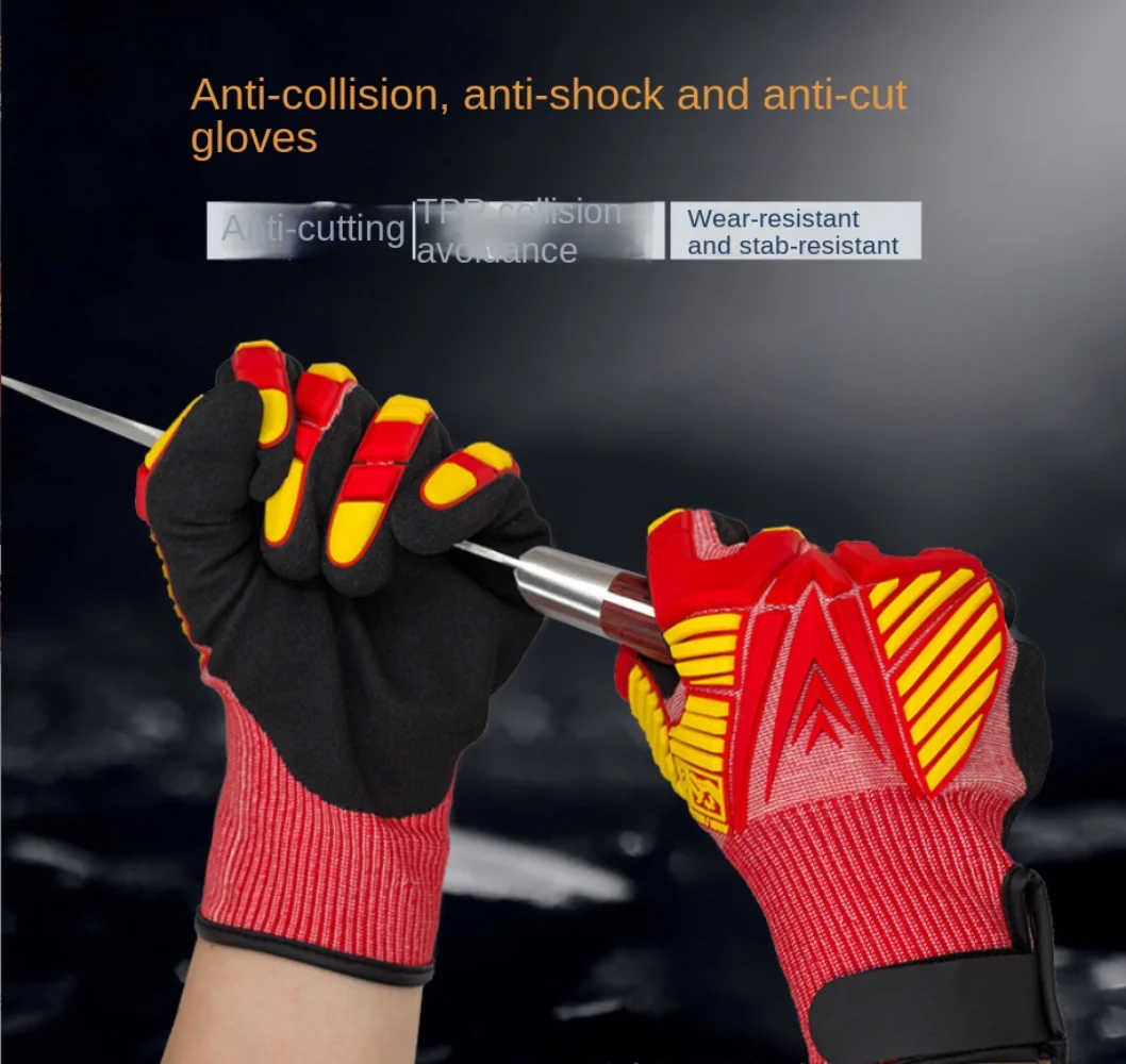 Механические ударопрочные перчатки из термопластичной резины для строительства, горных работ и спасательных работ, перчатки с защитой от резки и разбивания