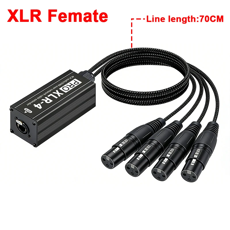 RJ45 to 4 Channel 3Pin XLR Audio cable Extender DMX512 Network