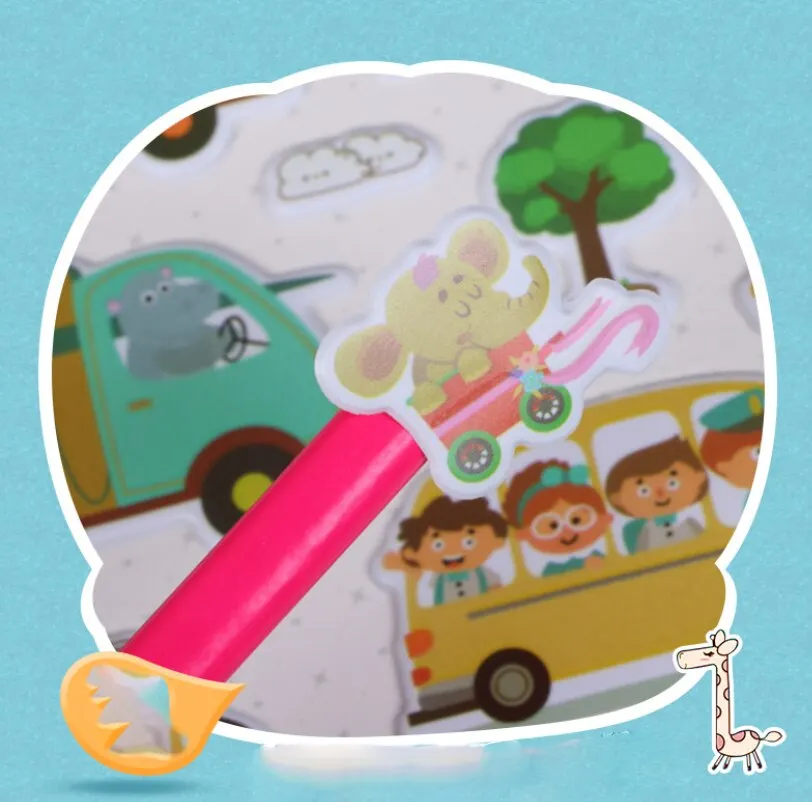 6Pcs Set Random Animal Sticker 3D Children Kids Cute Cartoon Repeatable Stickers