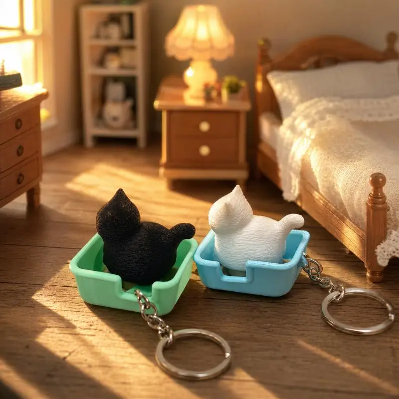 3D Printed Cat Fidget Keychain With Stress Relief Adorable Appearance Ideal Bag Decoration Gift For Cat Lovers
