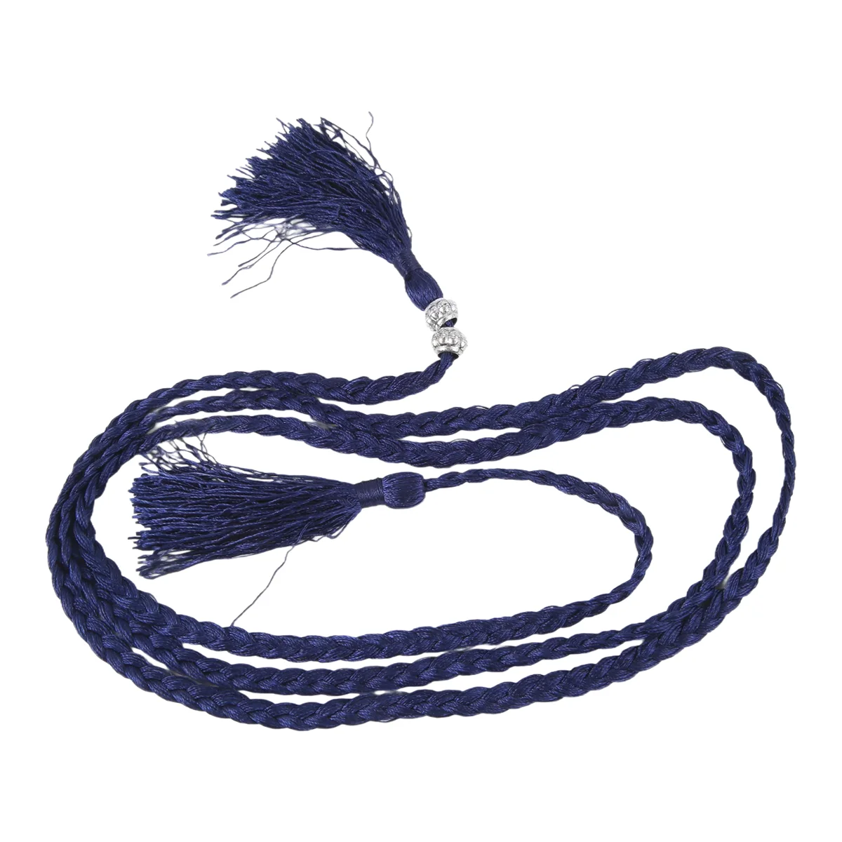 

Новый тканый пояс с кисточками, украшенный узлом, цепочкой на талию, веревкой темно-синего цвета