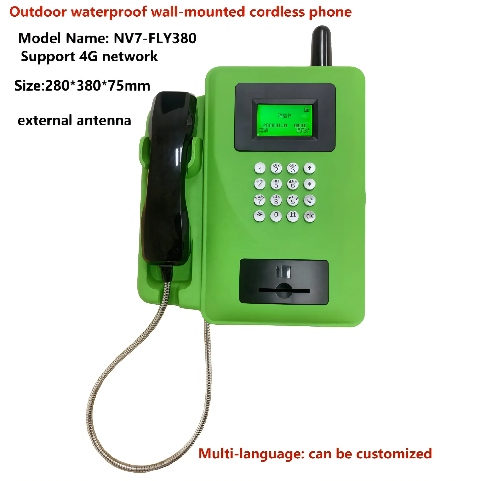 Explosion-proof 4G Lte Green Wall-mounted Cordless Telephones Digital Fixed Wireless Phone for Factory Use