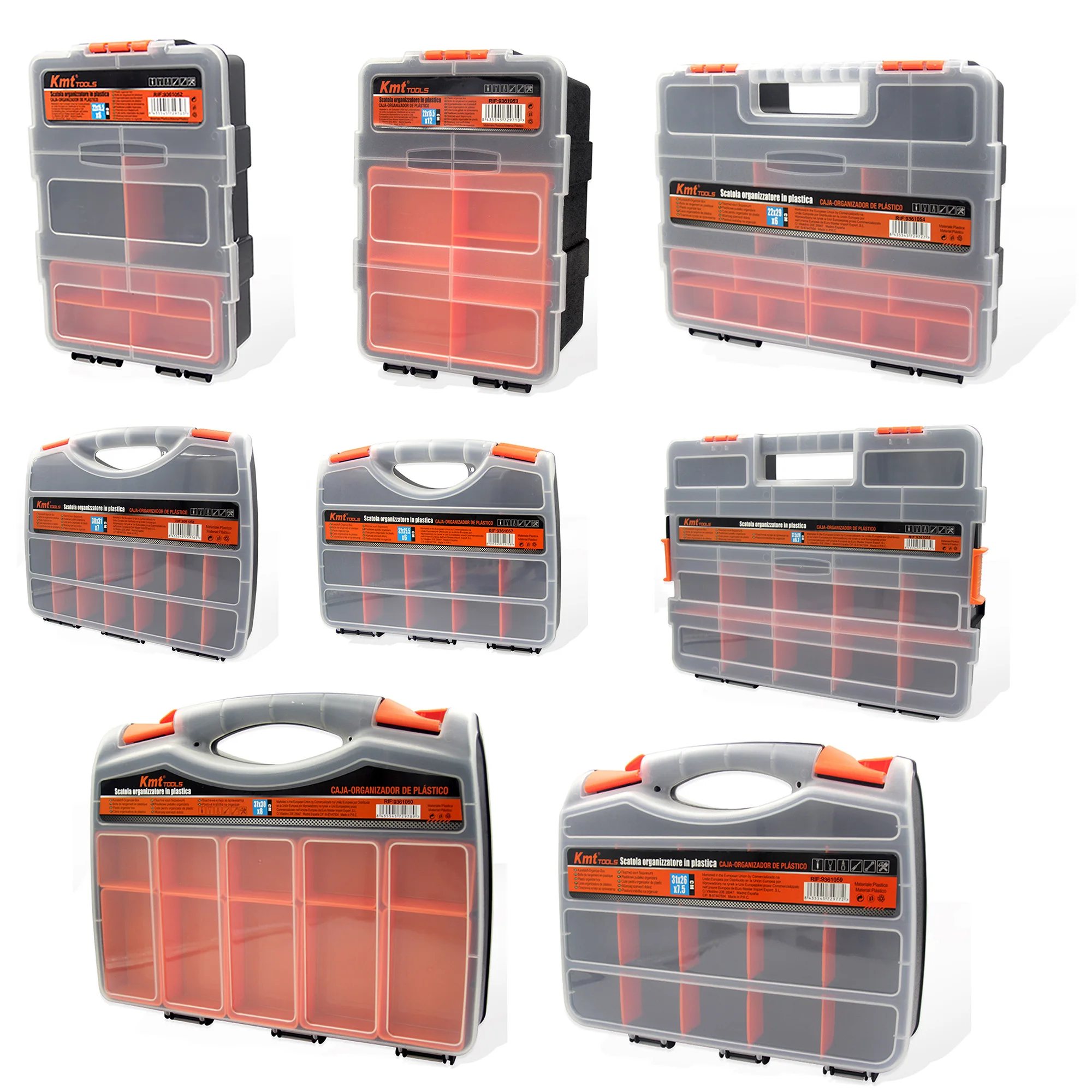 KMT 1pc Portable Plastic Container With Removable Compartment Box, Hand Tool Organizer Tray,8 Sizes for Choose