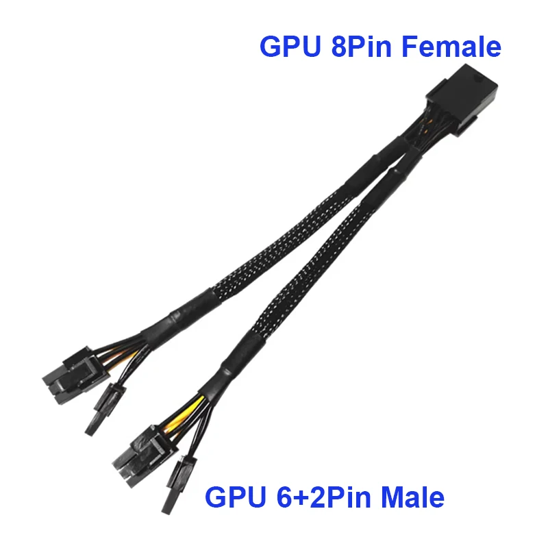 GPU Cable Splitter Pure Copper 8 PIN to Double 8Pin 6+2 Convert Wire Female to Male Line Graphics Card Power Extend Cord Adapter
